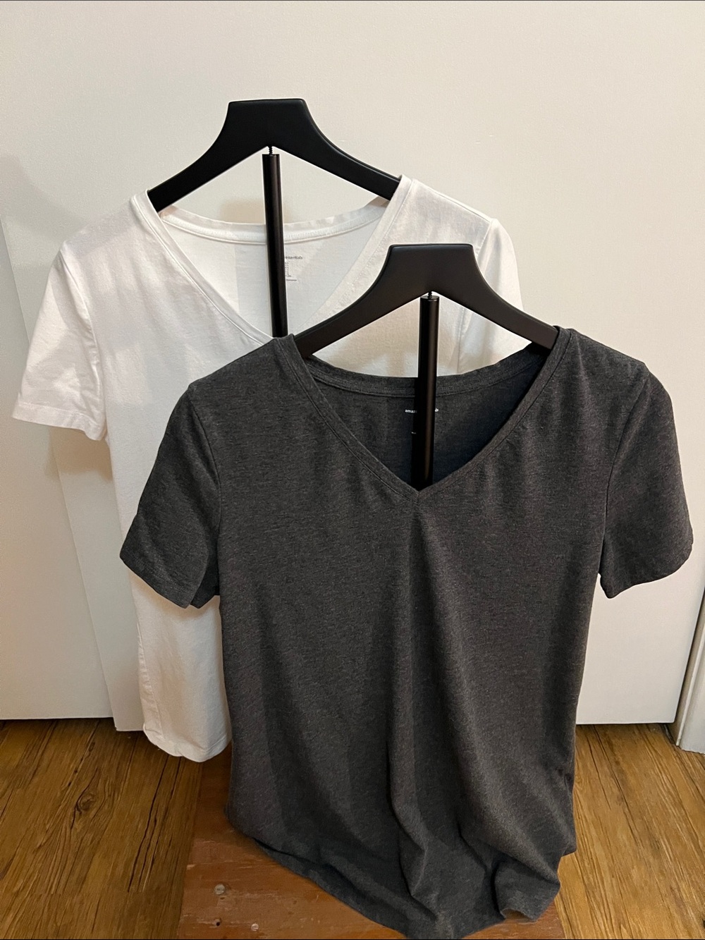 Women’s Classic V-Neck Short Sleeve Tee - White & Charcoal